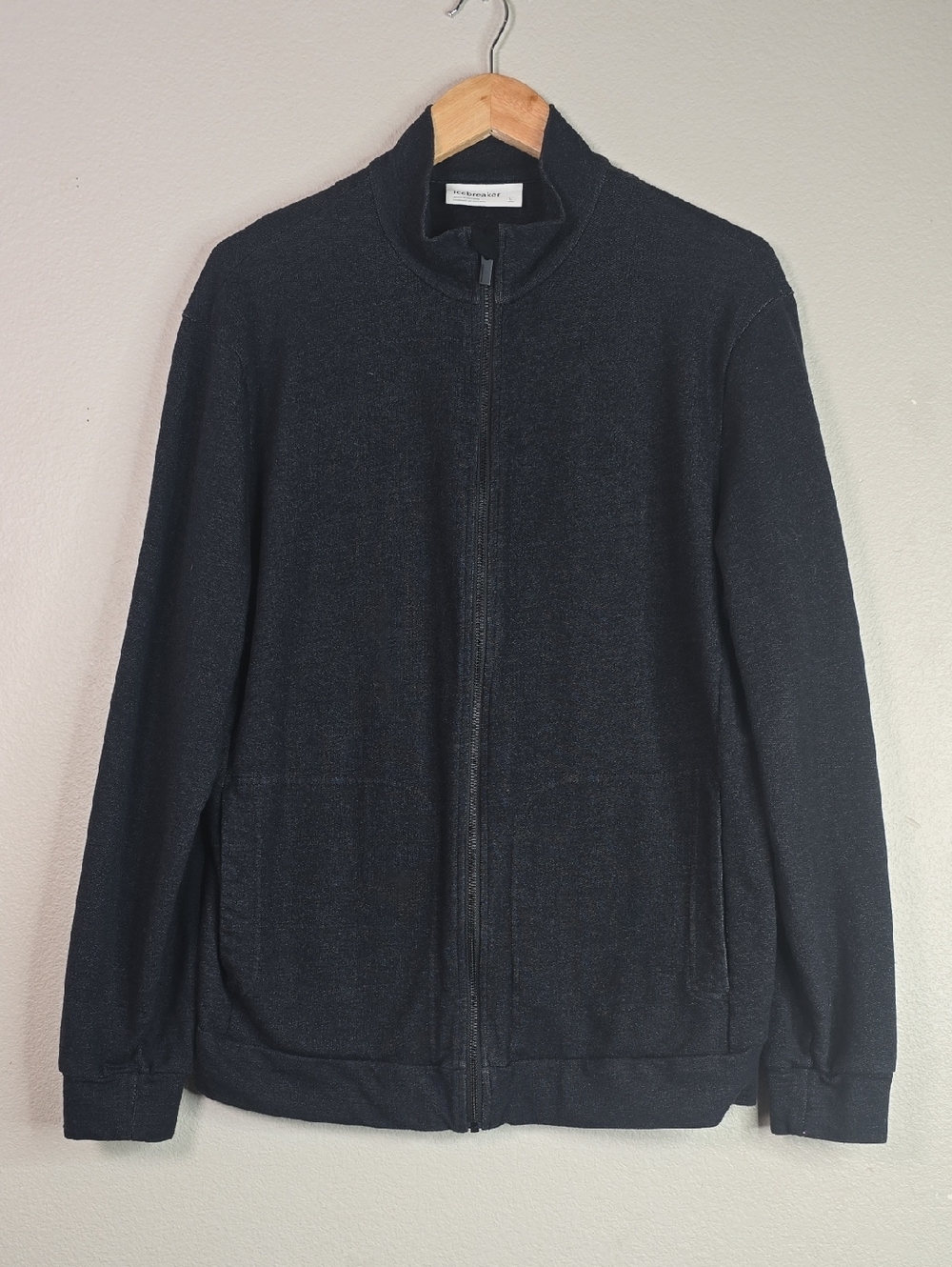 Icebreaker Men's  Central Charcoal Full-Zip Sweater Jacket Cotton/ Wool Blend